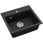 AquaSanita Kiviallas HELIKA Quadro SQQ100-601W, musta, Yksinkertaisella venttiilillä