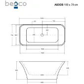 Besco Kylpyamme Assos, 160 x 70 cm, mukana klik-klak valkoinen ylhäältä tyhjennettävä