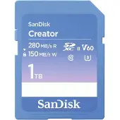 SanDisk Creator 1 Tt SDXC UHS-II U3 V60 -muistikortti, sininen