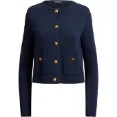 Ralph Lauren Cropped Crewneck Sweater Jacket - Navy - L