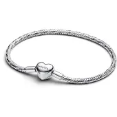 Pandora Moments hopeinen sydänlukollinen rannekoru 594236C00-23