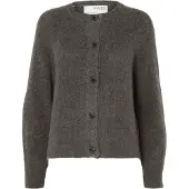 Selected Slwlulu Ls Knit Short Cardigan Noos - Grey - M