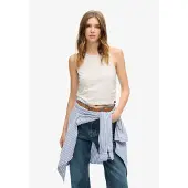 Superdry for woman. W6011843A Grey ruffled tank top (M), Casual, Cotton, Sleeveless / Straps