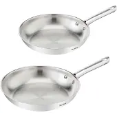 Tefal Duetto On Fry Pan 2 Pcs. Set (Fp 24+28 Cm), Uncoated - Silver - Ø24+28CM