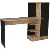 Norda Design Moderni Opiskelupöytä, Atlantic-mänty Ja Musta, 152,3 X 120 X 40 Cm | 100 % Melamiinipinnoitettu, 18 Mm Paksu