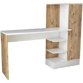 Norda Design Moderni Opiskelupöytä, Atlantic Pine Ja Valkoinen, 152,3 X 120 X 40 Cm | 100 % Melamiinipäällystetty, 18 Mm Paksu | Tyylikäs Ja Käytännöllinen