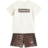 Adidas Originals Setti 'AOP SHORT TEE' ruskea / suklaa / luonnonvalkoinen