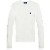 Ralph Lauren Cable-Knit Cotton Crewneck Sweater - White - XL