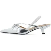 Bianco Biakristin Kitten Heel Bow Slingback Faux Leather - Silver - 38