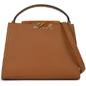 Karl Lagerfeld Käsilaukku 'K/SIGNATURE MD TOP HANDLE SUED' ruskea
