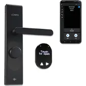 LOQED Touch Smart Lock, Älylukko oveen, Bluetooth, Koodi, Sormenjälkilukija, Avaimeton, Kaukosäädin, Musta, Langaton, 1 kpl (Shelly_Loqed_black)