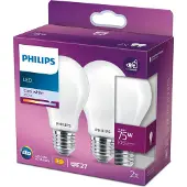 Philips LED-lampa Ekvivalent 75W E27 Kallvit, ej dimbar, glas, set om 2