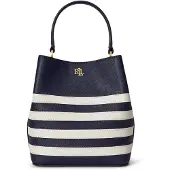 Ralph Lauren Two-Tone Leather Small Reese Bucket Bag - Navy - ONE SIZE