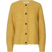 Selected Slwlulu Ls Knit Short Cardigan Noos - Yellow - XL