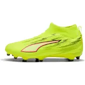 Puma Ultra 6 Match Laceless + FG/AG Unleashed - Keltainen/Musta/Hehkuva punainen/Neon Lapset, koko 38