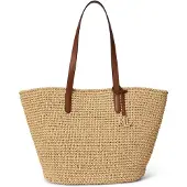 Ralph Lauren Crocheted Straw Large Lainey Tote Bag - Brown - ONE SIZE