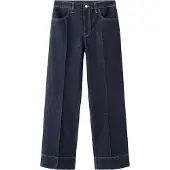 Mango Straight-Leg Jeans With Seam Stitching - Navy - 40