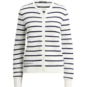 Ralph Lauren Striped Cotton Cardigan - White - XS