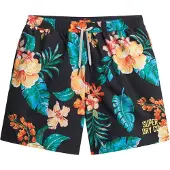Superdry for man. M3010242A Multicoloured Hawaiian print swimming costume (M), Black, Multicolor, Beachwear, Recycled Polister, Sustainable