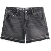 Superdry for woman. W7110449A Black mid-rise shorts (28), Casual, Cotton, Denim