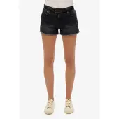 Superdry for woman. W7110448A Black mid-rise hot shorts (26), Casual, Cotton, Denim