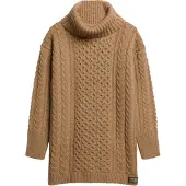 Superdry for woman. W8011743A Brown braided knitted dress (M), Casual, Acrylic, Long sleeve