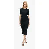 Superdry for woman. W8011766A Short sleeve midi knitted dress engro (S), Black, Casual, Party, Classic, Modal