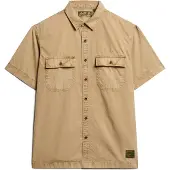 Superdry for man. M4010791A Brown short-sleeved military shirt (S), Casual, Cotton, Short sleeve