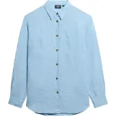 Superdry for woman. W4010463A Casual linen shirt with blue boyfriend cut (S), Long sleeve