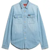 Superdry for man. M4010904A Workwear blue embroidered shirt (M), Casual, Cotton, Long sleeve