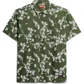 Superdry for man. M4010793A Green short sleeve beach shirt (S), Casual, Cotton