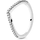 Pandora Wishbone Silver Ring With Clear Cubic Zirconia - Silver - 58