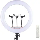ILike Selfie-tikku SR18 46cm LED-valosarja 3x älypuhelintelineellä + 220V-adapterilla + BT-kaukosäätimellä Musta
