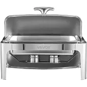 Vevor Roll Top -lämmitysastian buffet-setti, 9Qt ruostumattomasta teräksestä valmistettu lämmitin täysikokoisella pannulla, suorakaiteen muotoinen tarjoilulämmitin kannella, vesipannu, taittuva jalust