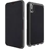 Itskins HYBRID FOLIO cover til iPhone XS / X&reg;. Sort og r&oslash;d med genanvendt l&aelig;der