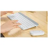 Logitech 920-009205, Täysikokoinen (100 %), Langaton, Langaton RF, QWERTY, Valkoinen, Sisältää hiiren