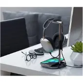 Satechi 2-in-1- kuulokejalusta ja langaton laturi, musta