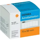 Herma 4340, Valkoinen, Paperi, Matta, 7 cm, 3,8 cm, 250 kpl