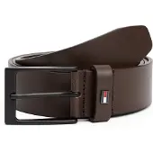 Tommy Hilfiger Vyö 'Enamel Flag Rectangular Buckle' tummanruskea