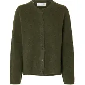 Selected Slwlulu New Ls Knit Cardigan Noos - Khaki green - S