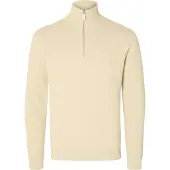 Selected Slmdane Ls Knit Structure Half Zip Noos - Cream - XL