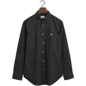 Gant for man. 3000100 Classic poplin shirt Regular Fit black (S), Casual, Cotton, Long sleeve