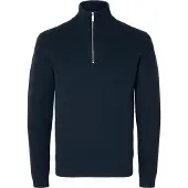 Selected Slhdane Ls Knit Structure Half Zip Noos - Navy - L