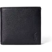 Ralph Lauren unisex. 405914235002 Black grained leather wallet (OSFA), Casual, Classic