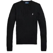 Ralph Lauren for woman. 211971870002 Cotton jumper in black ecru knitted jersey (L), Casual
