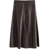 Lindex Utsvängd Midikjol I Läderimitation - Brown - XL