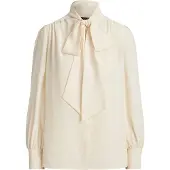 Ralph Lauren Georgette Tie-Neck Blouse - Cream - M