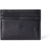 Ralph Lauren unisex. 405913722002 Black grained leather card holder (OSFA), Casual, Classic