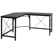 HOMCOM Kulmatyöpöytä L-muotoinen tietokonepöytä 150 x 150 x 76 cm, musta