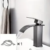 Hobby Hall Nordic Gunmetal Vesiputoushana - Kuuma & Kylmä Asennuslavuaariin, Ruostumaton Teräs, Juodas modelis + 60 cm plieninės vielos vandens įleidimo vamzdis